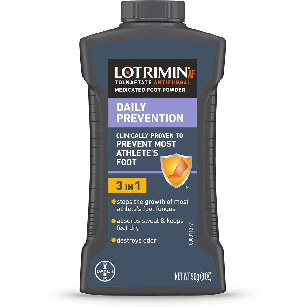 Lotrimin Athlete's Foot Daily Prevention Medicated Foot Powder front view bottle