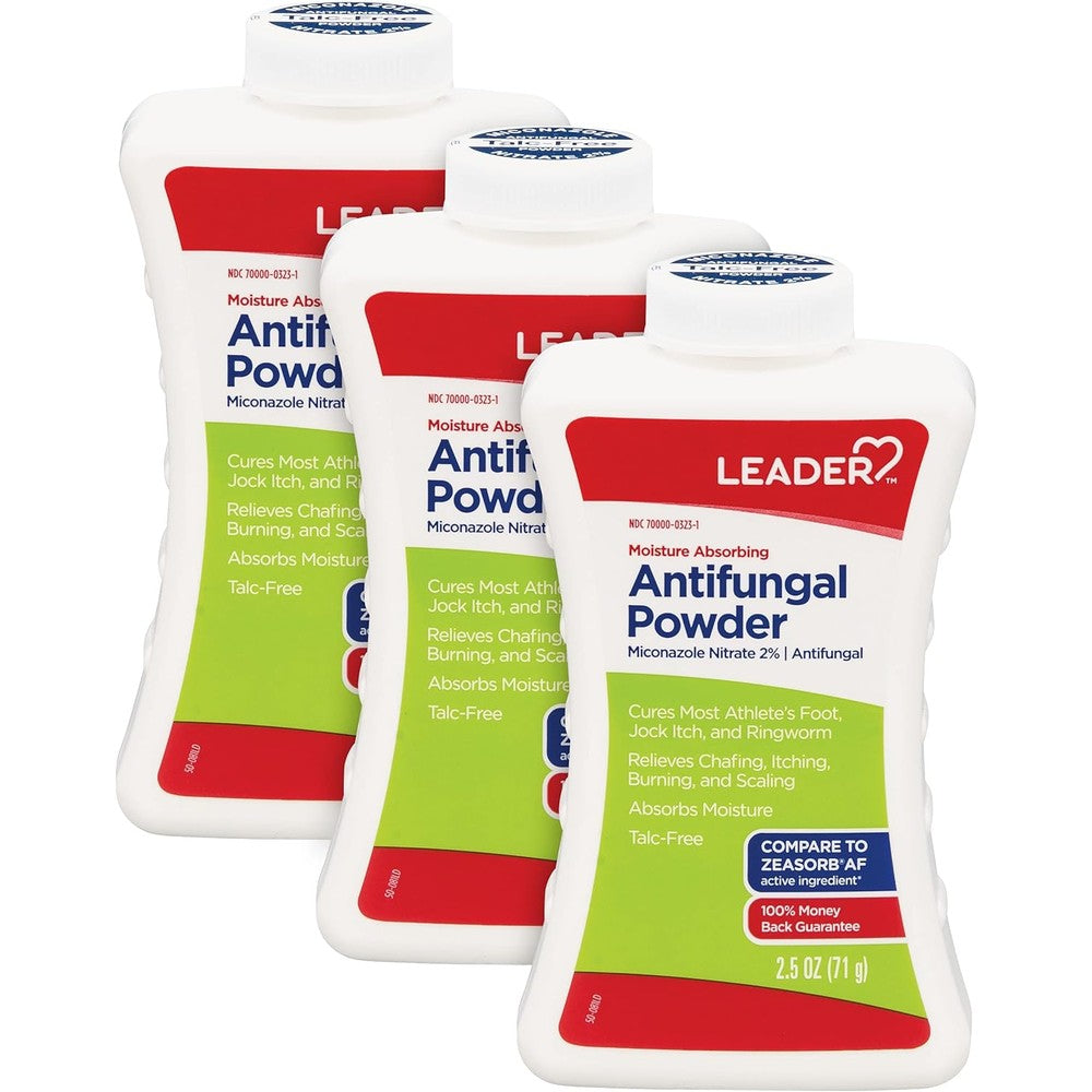 Leader Athlete's Foot AF Powder front view antifungal treatment.