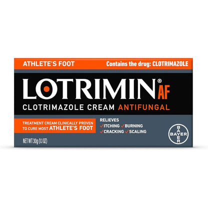 Lotrimin AF Athlete Foot Antifungal Cream front packaging view for itchy skin relief