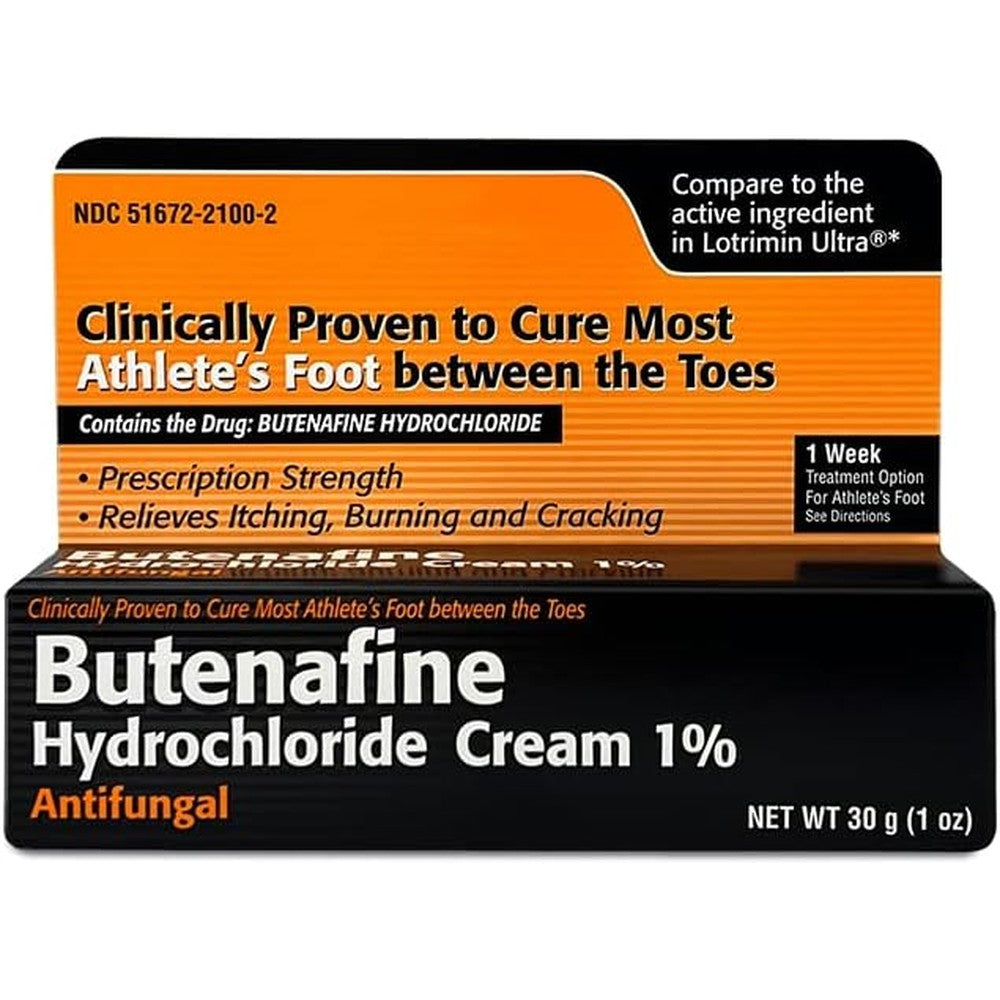 Taro Butenafine Hydrochloride 1% Antifungal Cream front view for athletes foot relief.