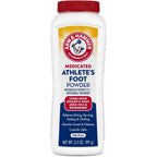 Arm and Hammer Medicated Athlete's Foot Powder front view antifungal treatment.