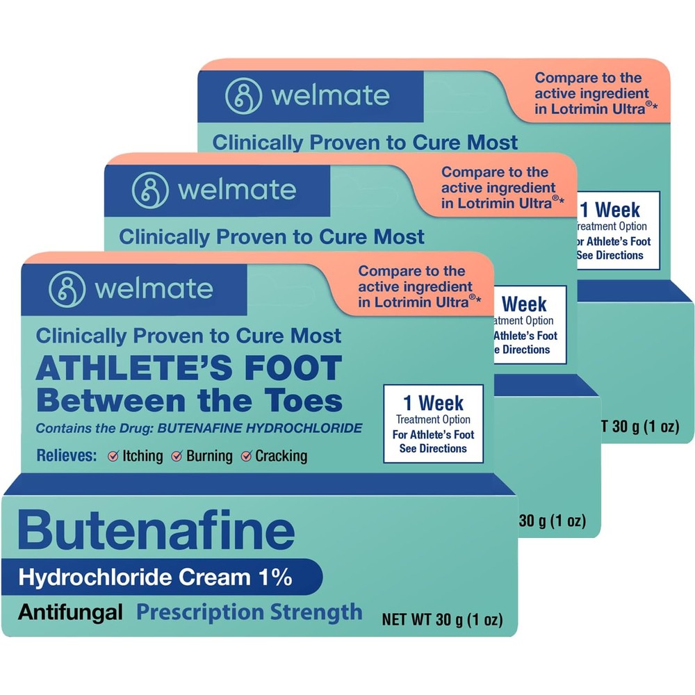 Welmate Butenafine Hydrochloride 1 Percent Antifungal Cream 3 pack front view