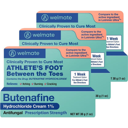 Welmate Butenafine Hydrochloride 1 Percent Antifungal Cream 3 pack front view