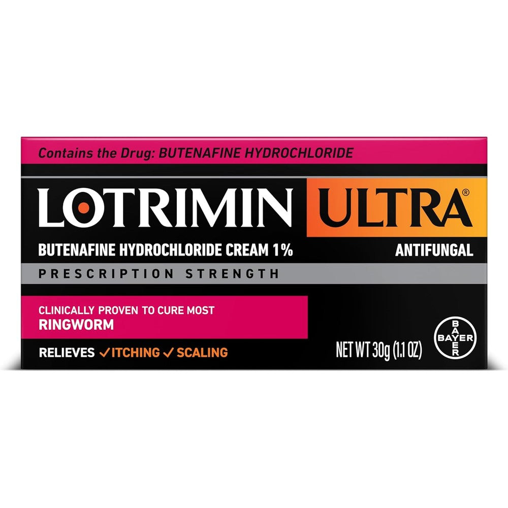 Lotrimin Ultra Ringworm Cream 30 grams front packaging for fungal treatment.