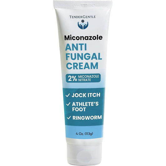 TenderGentle Miconazole Antifungal Cream front view of the four ounce tube for skin infection treatment.