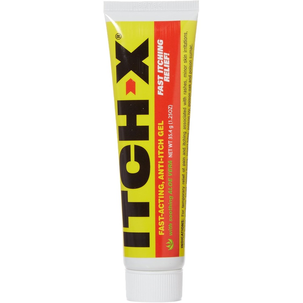 Itch-X Fast-Acting Anti-Itch Gel 1.25 Ounce tube front view for rapid skin relief.