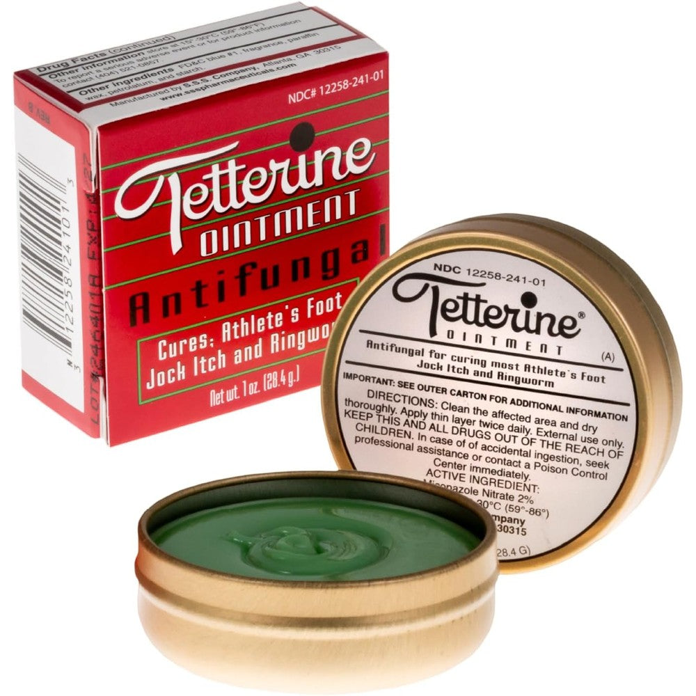 Tetterine Antifungal Salve Green Ointment front view for athlete's foot treatment