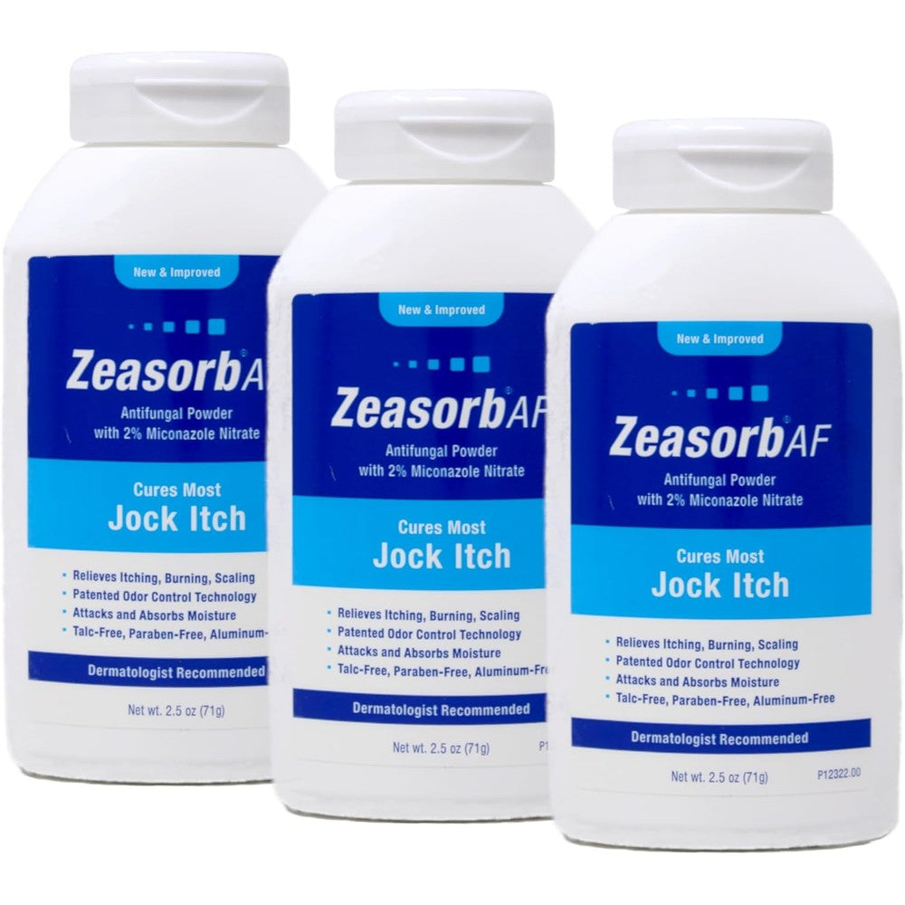 Zeasorb Antifungal Jock Itch Treatment Powder front view for fungal relief.