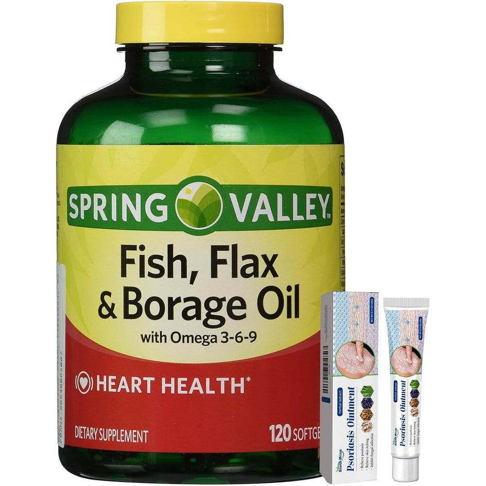 Spring Valley Triple Omega 3-6-9 120 Softgels front view for heart health.