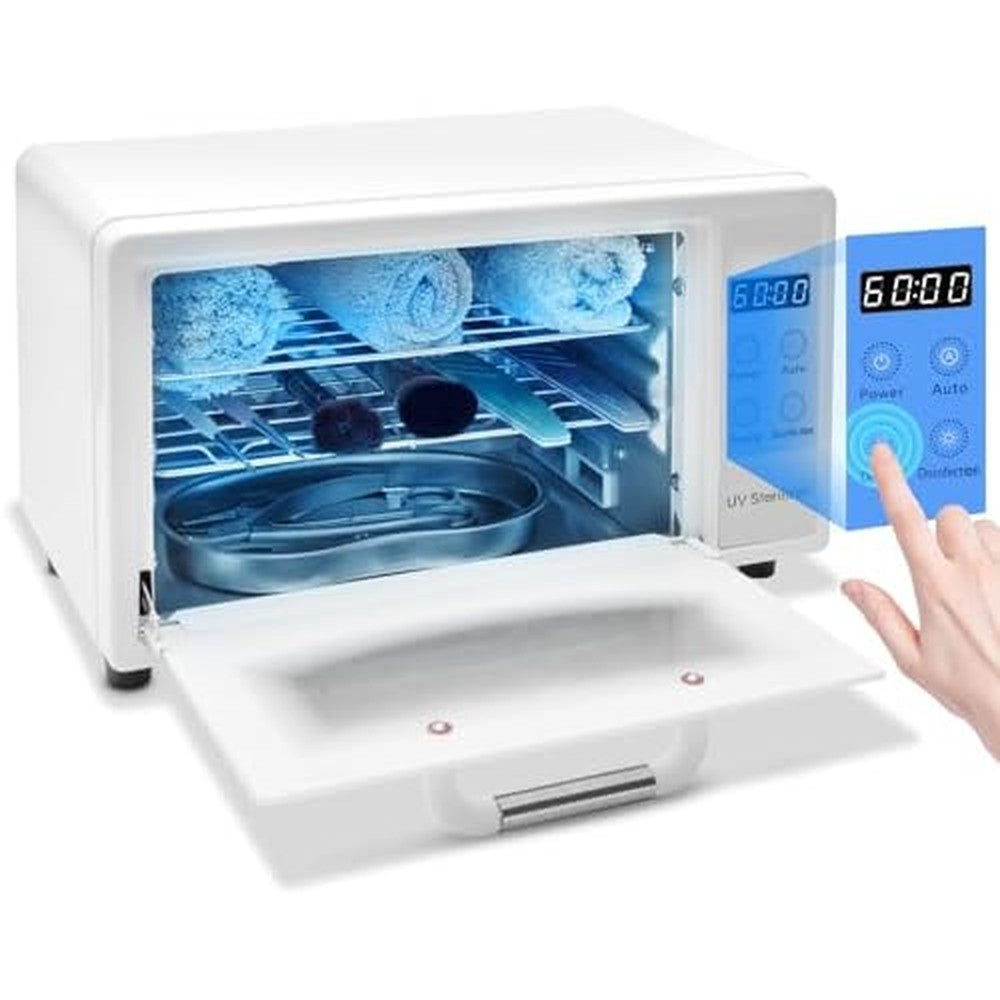 CGBE 10L Nail Tool Sterilizer front view showing glass door