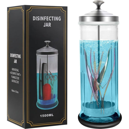 Soiiw Barbicide disinfectant jar front view for salon tools