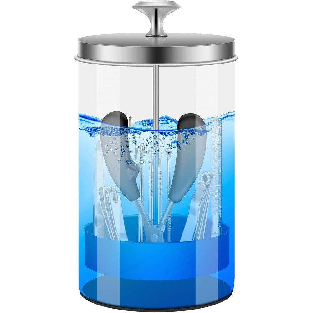Iebarber 21 fluid ounce nail tool disinfectant jar front view
