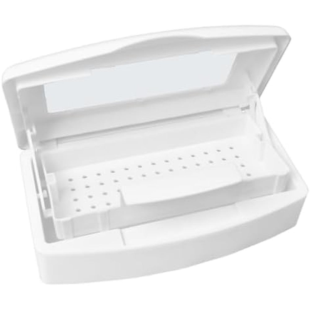 Topcomww nail tool sterilizer box front view showing transparent lid