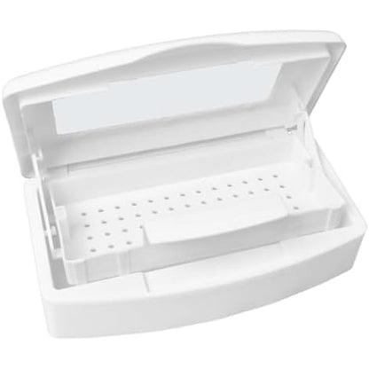 Topcomww nail tool sterilizer box front view showing transparent lid