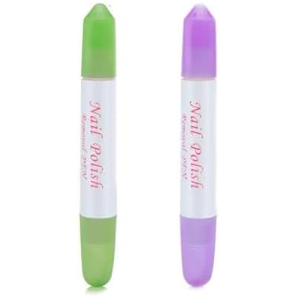 Fansoftiks Nail Erase Pen 2 piece set front view in green and purple