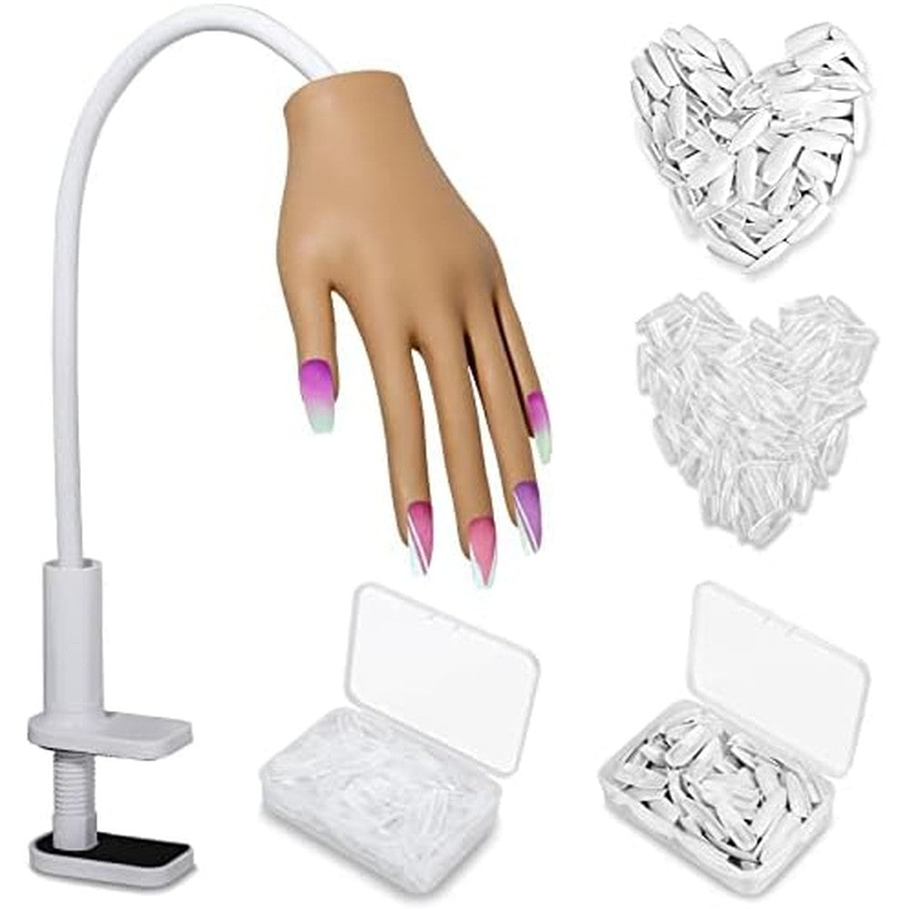 Lionvison flexible practice hand for acrylic nails front view.