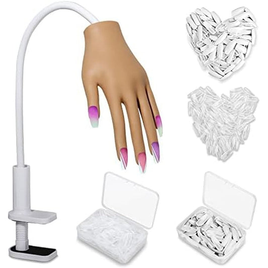 Lionvison flexible practice hand for acrylic nails front view.