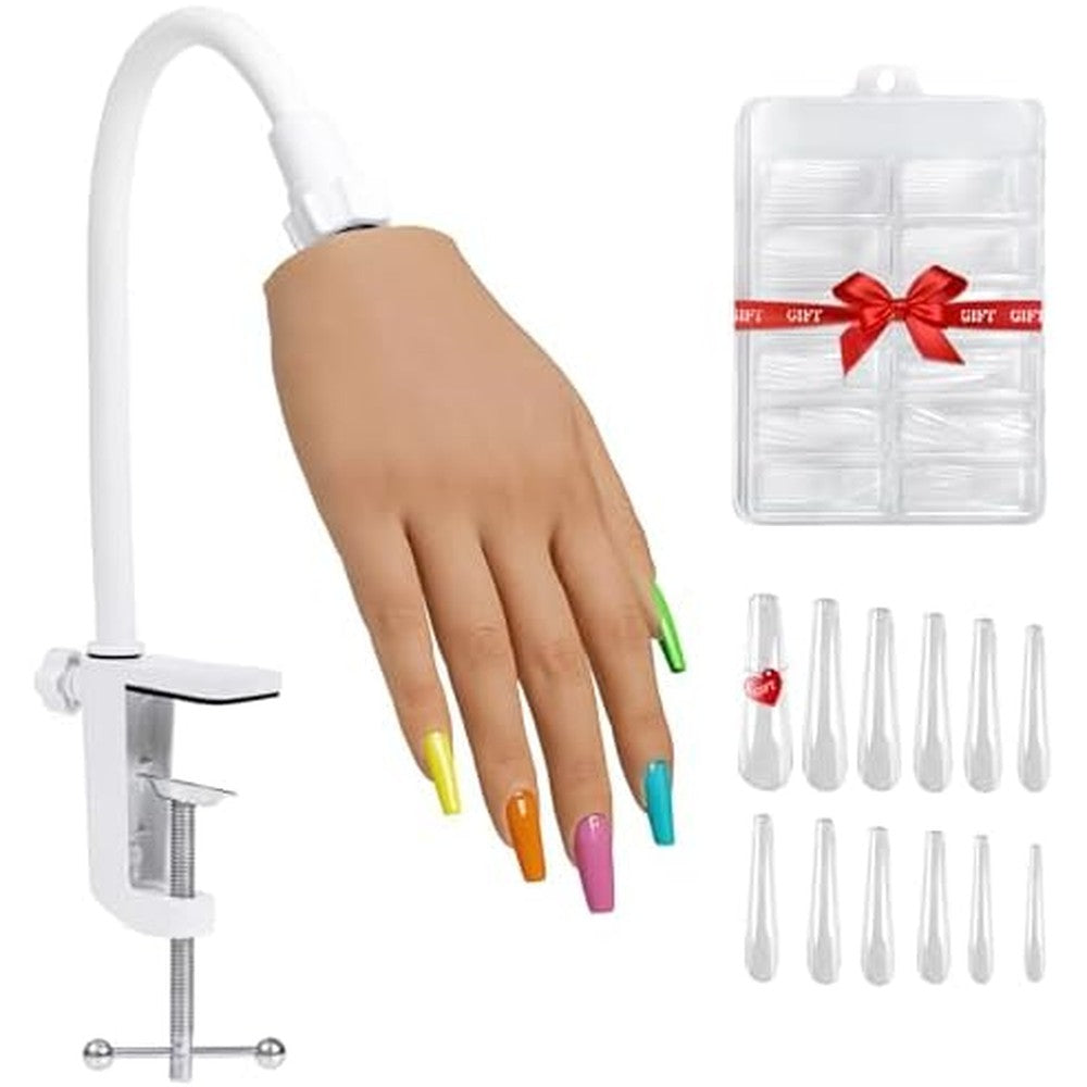 Adonafy realistic silicone practice hand for acrylic nail training