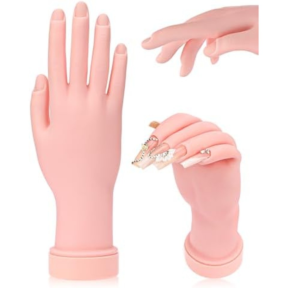 Difenni practice hand for acrylic nails front view on white background