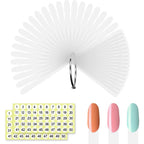 Siusio 50 Pieces Oval Nail Swatch Sticks set with metal ring