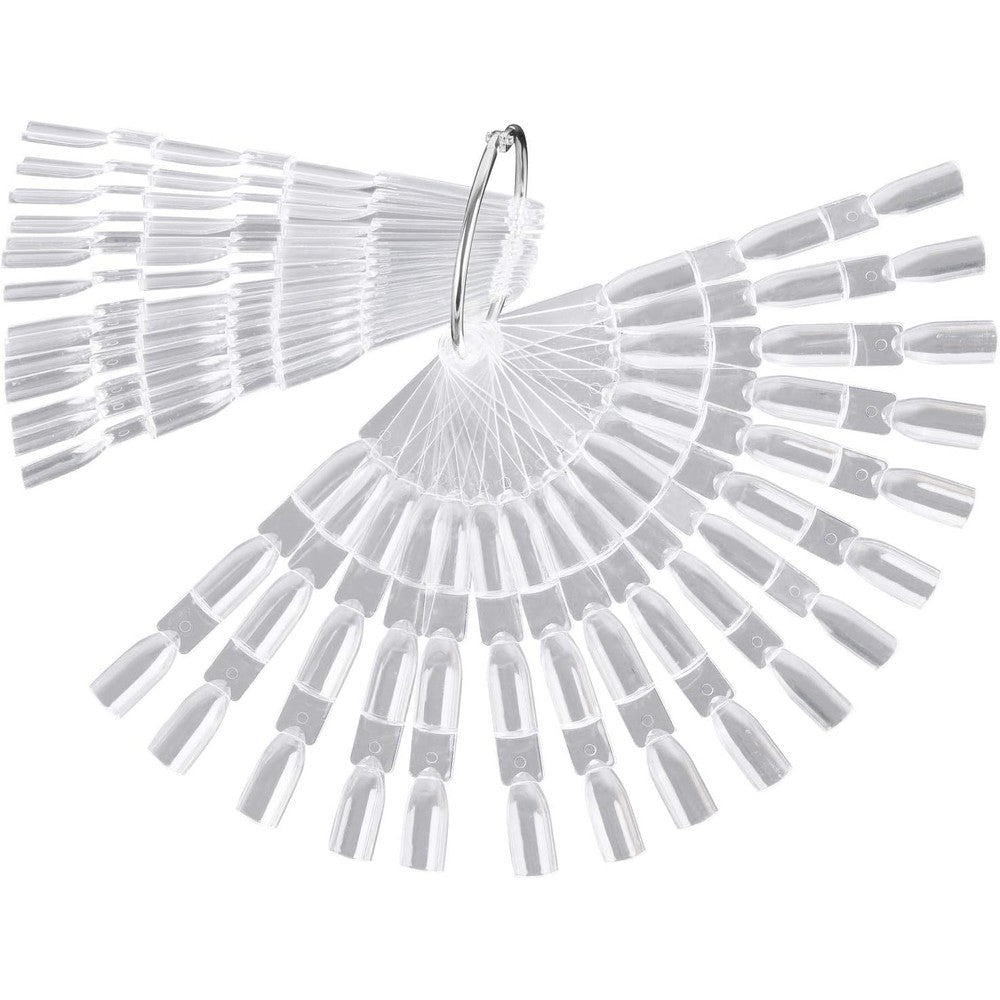 LoveBB 300 tips clear nail art fan shaped display sticks front view