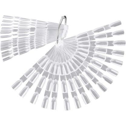 LoveBB 300 tips clear nail art fan shaped display sticks front view