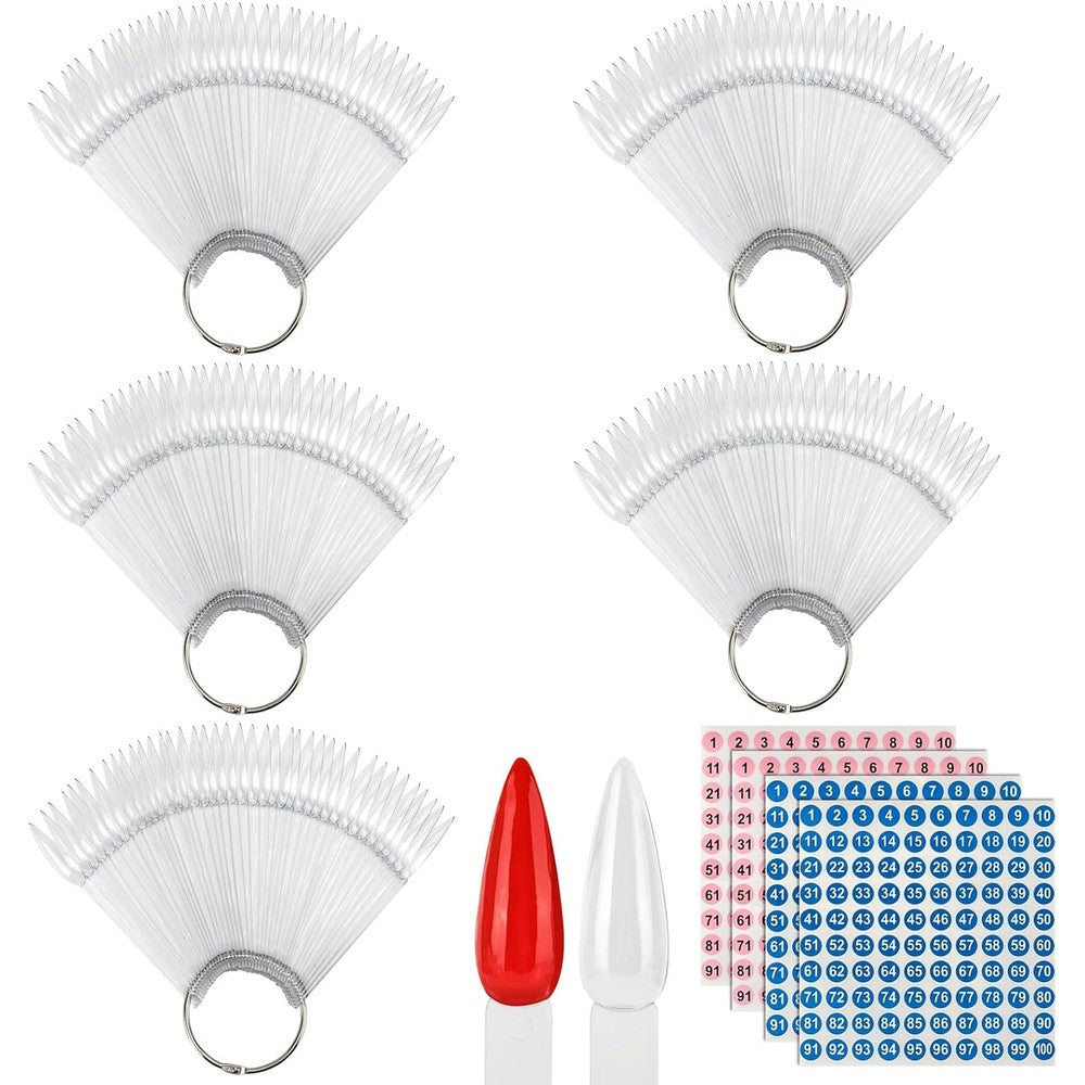 BTYMS 200 pieces clear nail swatch sample sticks front view