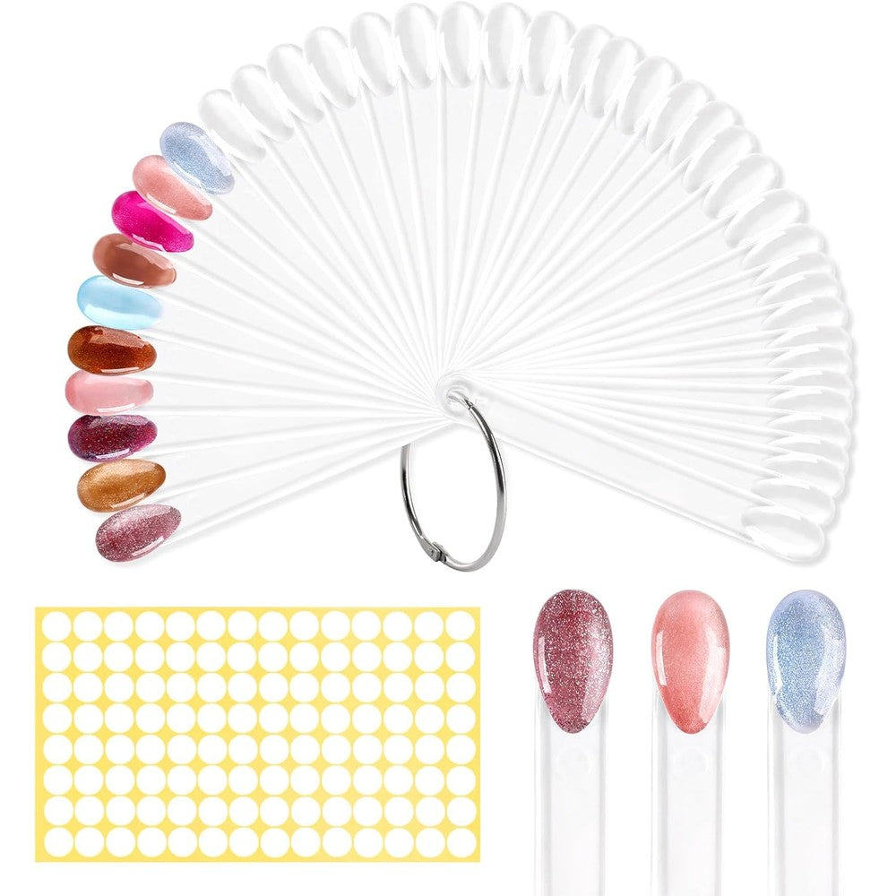Bqan 50 piece nail swatch sticks with metal ring front view