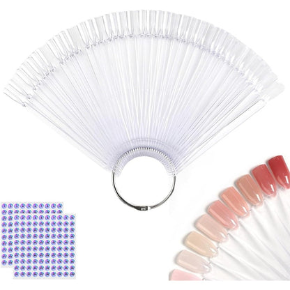 Henmeili 50 pieces nail color swatch sticks with metal ring front view