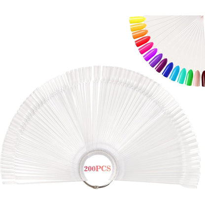 Pinkiou 200 pieces clear nail swatch sticks with metal ring front view