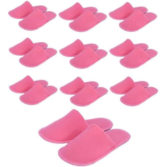 CHOCHILI pink disposable fabric hotel slippers front view for luxury guest amenities