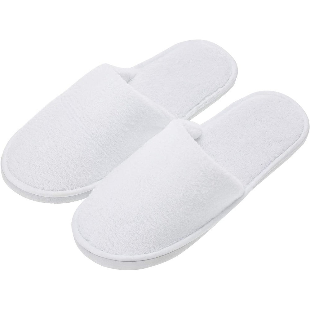 AhfuLife closed toe white hotel spa slippers five pairs front view pack