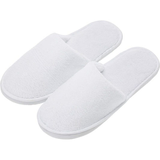 AhfuLife closed toe white hotel spa slippers five pairs front view pack