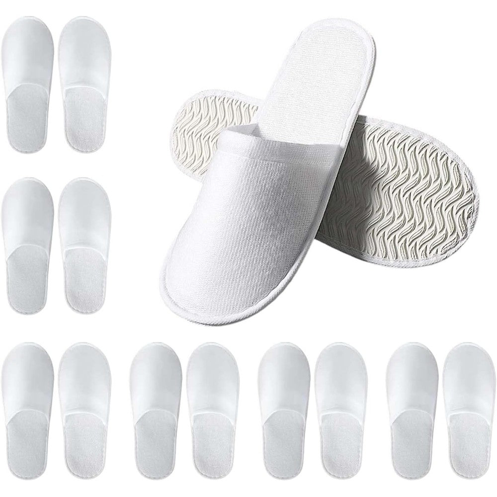 CarryEpic disposable guest slippers white closed toe front view
