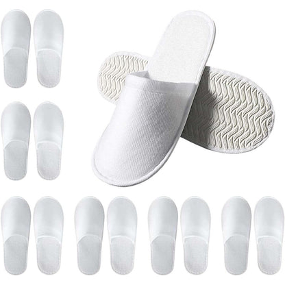 CarryEpic disposable guest slippers white closed toe front view