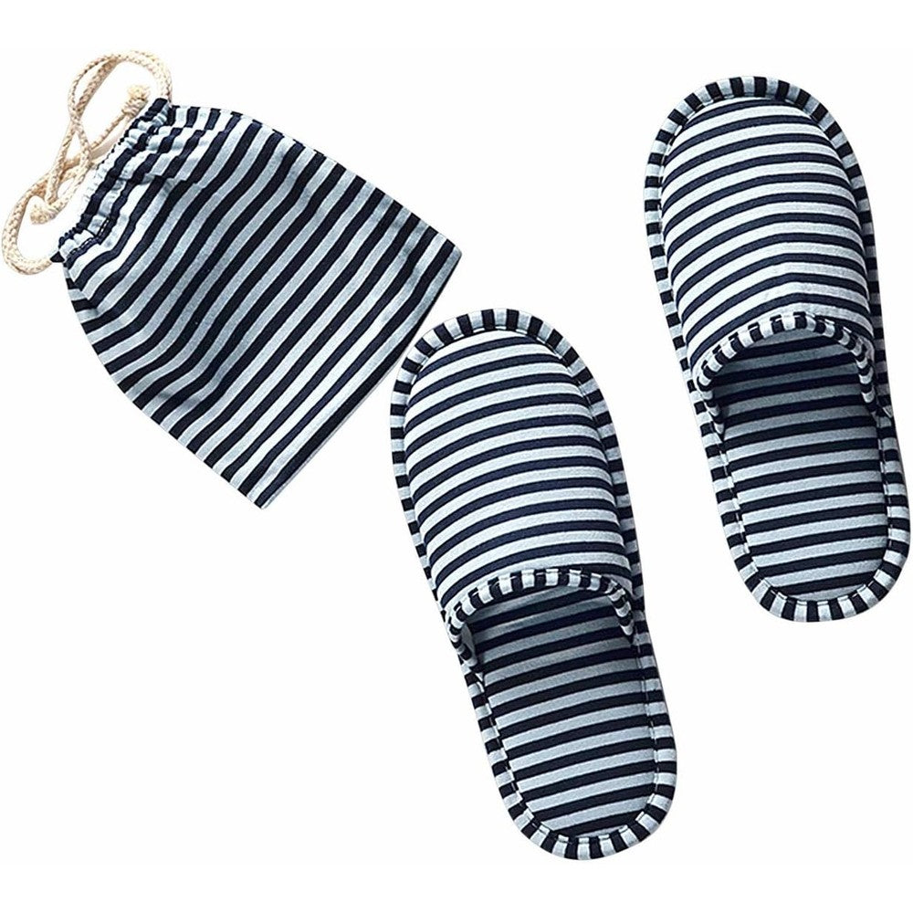 Holiberty portable spa slippers front view blue white stripes