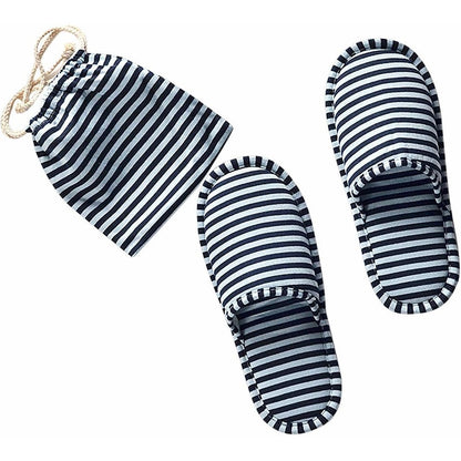Holiberty portable spa slippers front view blue white stripes