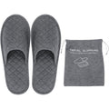 Ibluelover portable travel spa slippers front view showing grey quilted cotton design.