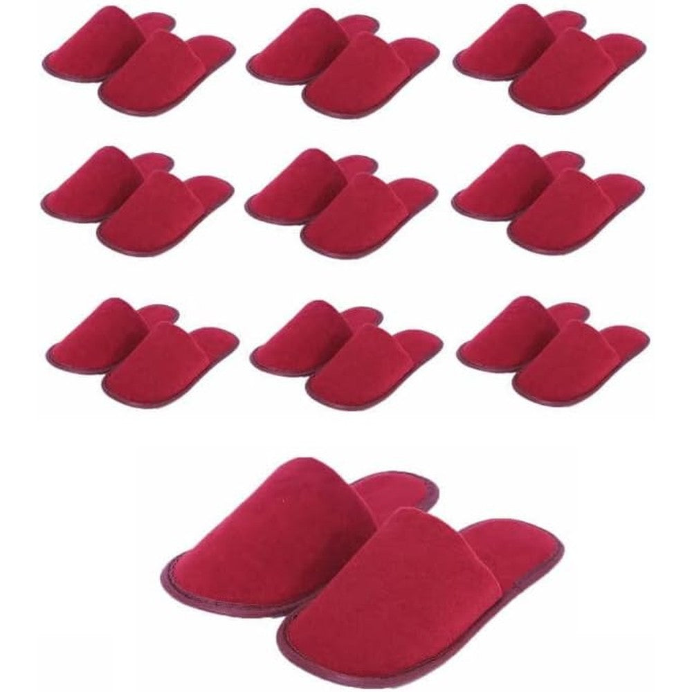 CHOCHILI red disposable hotel slippers front view cotton fabric guest footwear