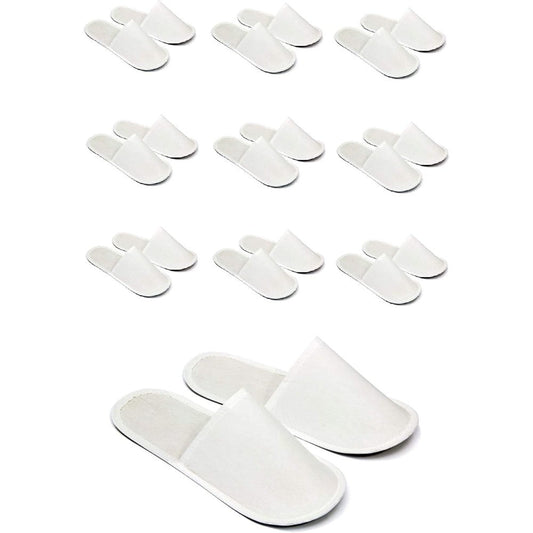 CHOCHILI fabric packed disposable hotel slippers front view white guest footwear