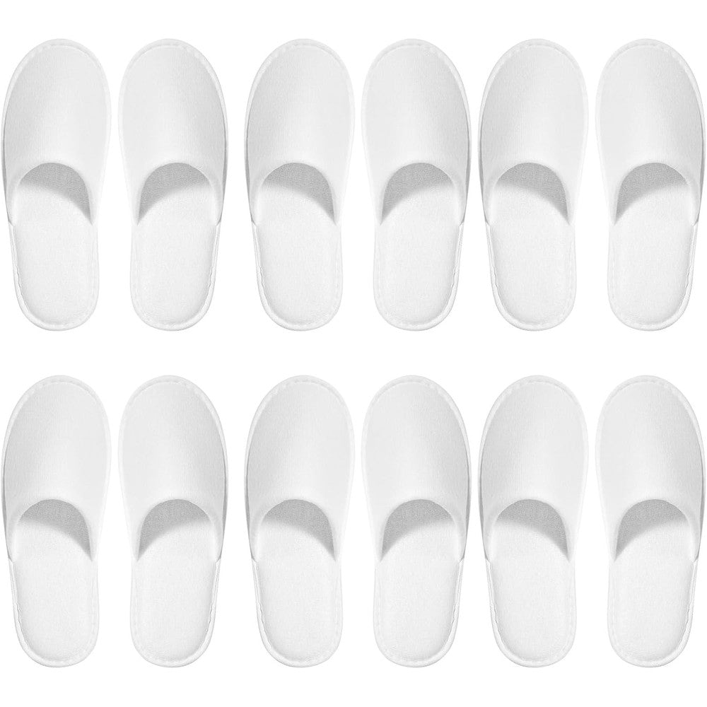 Senjunsafe disposable white hotel slippers front view.