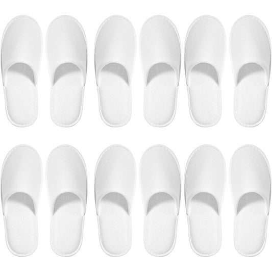Senjunsafe disposable white hotel slippers front view.