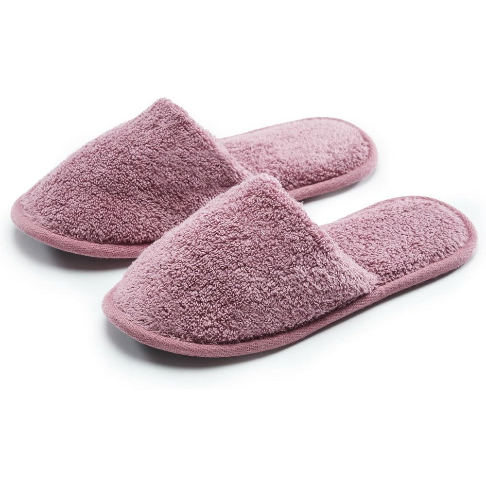 Eskymode women's pink cotton terry cloth spa slippers front view