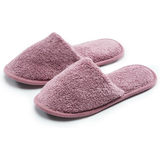Eskymode women's pink cotton terry cloth spa slippers front view