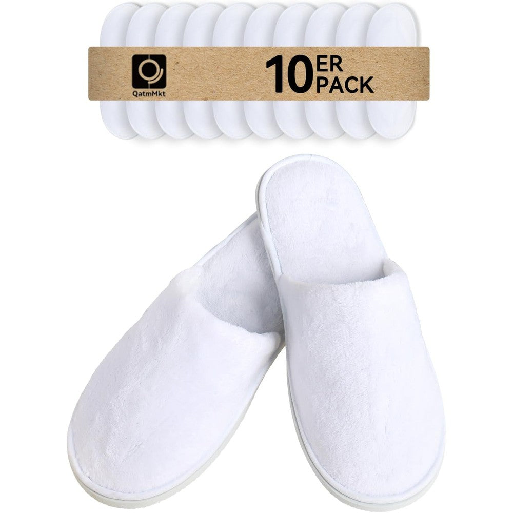 QatmMkt unisex disposable cotton guest slippers front view