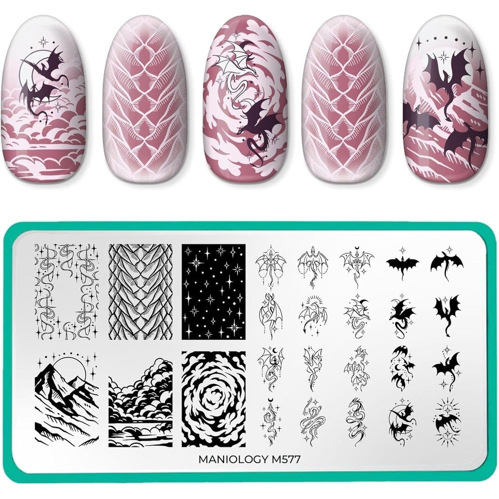 Maniology Dragon Heart nail stamping plate front view for manicure art