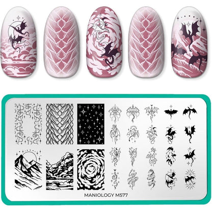 Maniology Dragon Heart nail stamping plate front view for manicure art