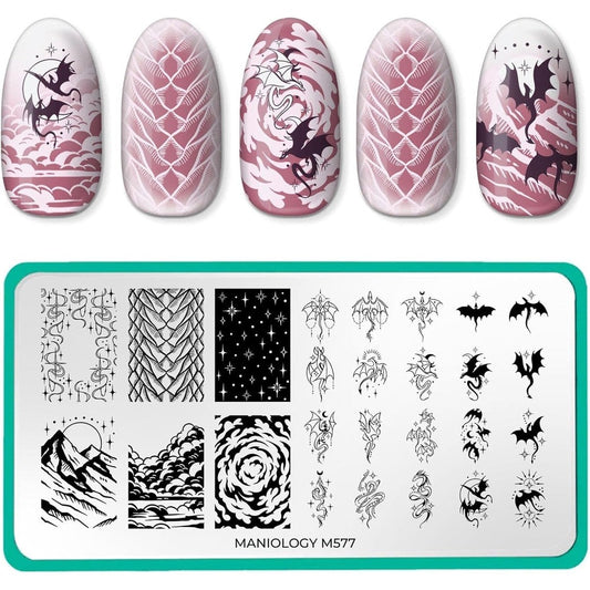 Maniology Dragon Heart nail stamping plate front view for manicure art