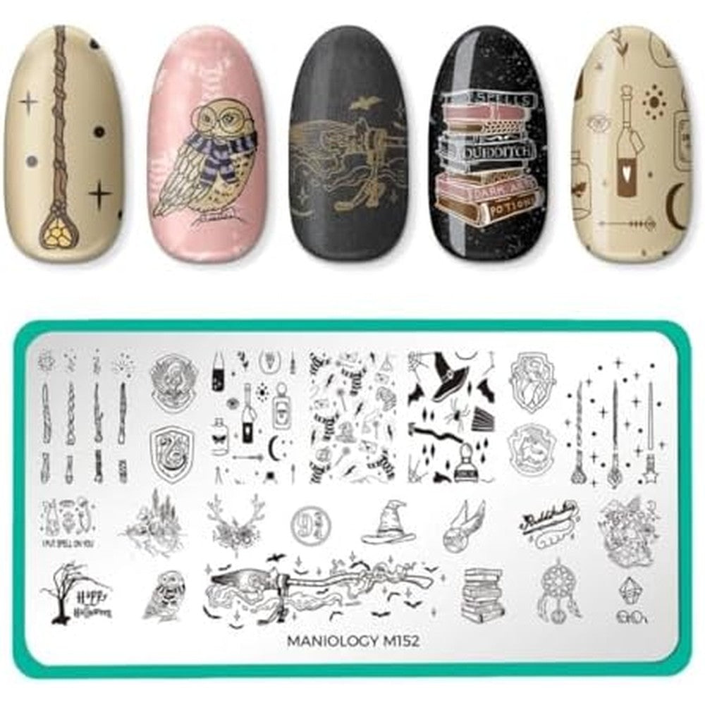 Maniology Bewitched Wizards Welcome nail stamping plate front view