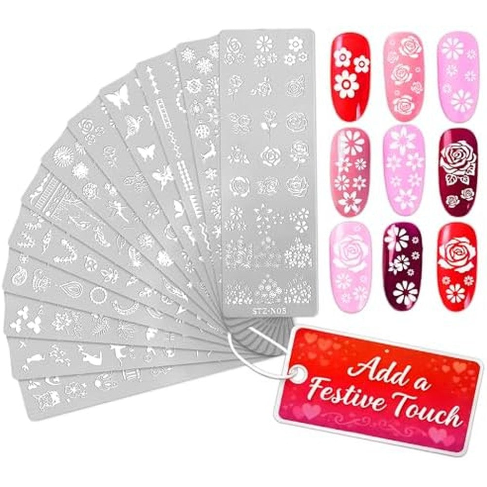 Tesorrio nail stamping plates set front view with Christmas designs